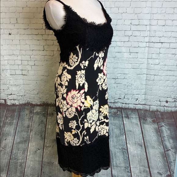 Diane von Furstenberg Olivette Silk Floral Slip Dress 10 Lace Trim Midi Coquette - Picture 2 of 16